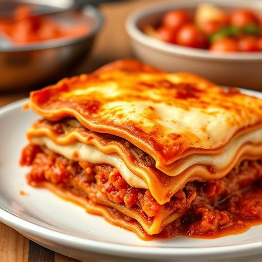 Lasagna alla bolognese appena sfornata
