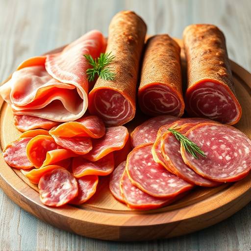 Una selezione di salumi italiani, tra cui prosciutto crudo, salame, mortadella e coppa, disposti su un tagliere di legno